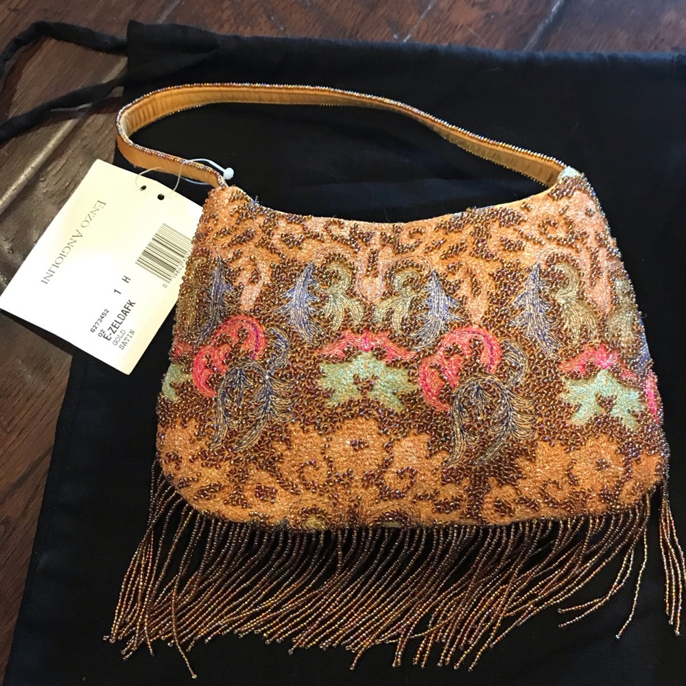 Enzo Angliolini gold beaded party bag